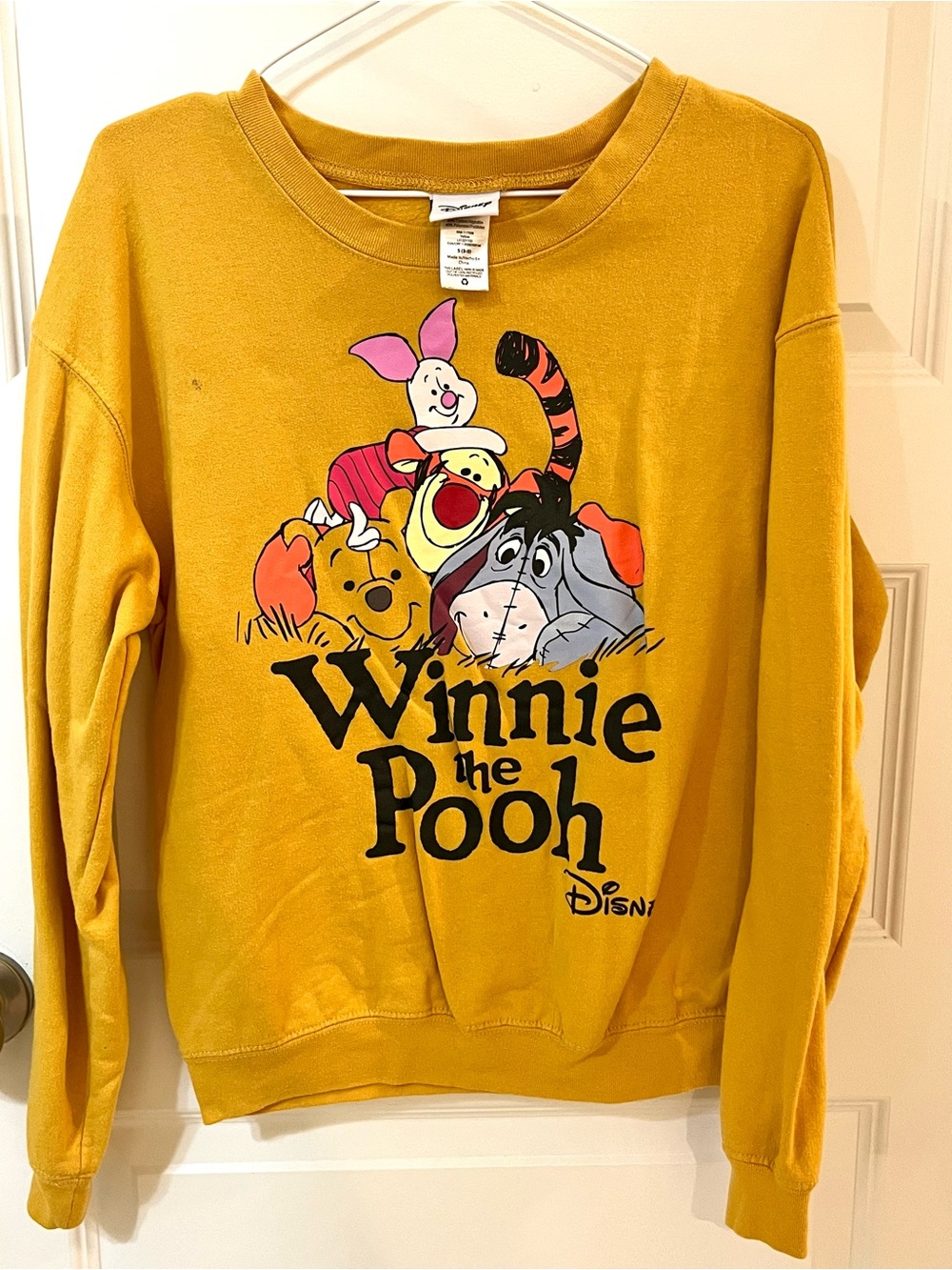 Disney Mustard Yellow Winnie the Pooh Character Sweatshirt - Picture 1 of 3